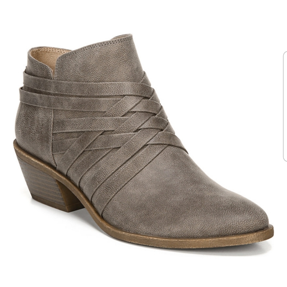 NWT LifeStride Gray Ankle Booties Semi Pointed-Toe